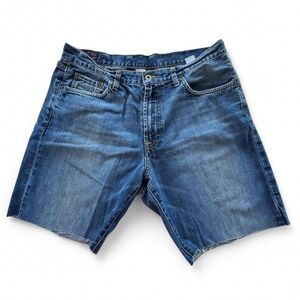 Lucky Brand Shorts Mens 34 zip Ol Regatta  Distressed Denim Jean Cut Off Raw